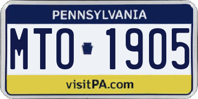 PA license plate MTO1905