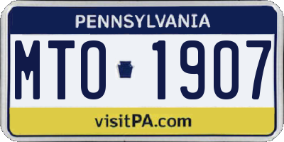 PA license plate MTO1907