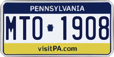 PA license plate MTO1908