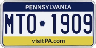 PA license plate MTO1909