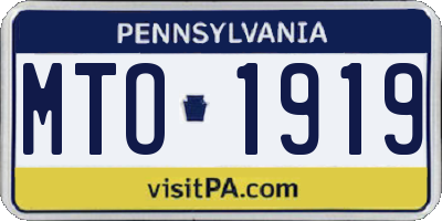 PA license plate MTO1919