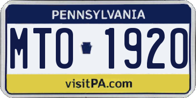 PA license plate MTO1920