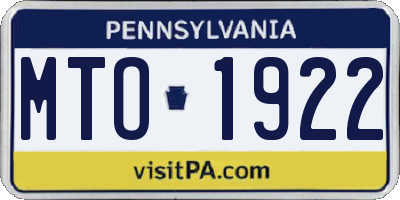 PA license plate MTO1922