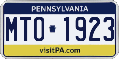 PA license plate MTO1923