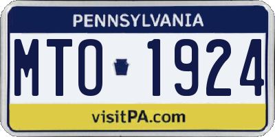 PA license plate MTO1924