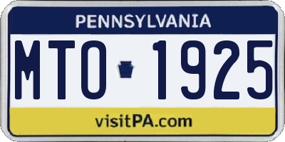 PA license plate MTO1925