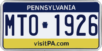 PA license plate MTO1926
