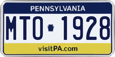 PA license plate MTO1928