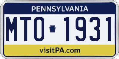 PA license plate MTO1931