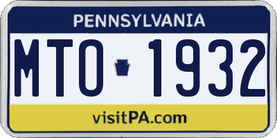 PA license plate MTO1932
