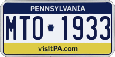 PA license plate MTO1933