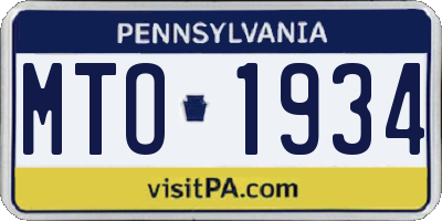 PA license plate MTO1934