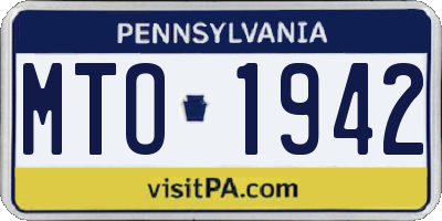 PA license plate MTO1942
