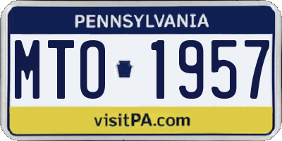 PA license plate MTO1957
