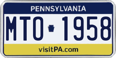 PA license plate MTO1958