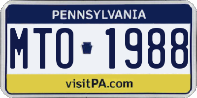 PA license plate MTO1988