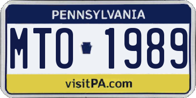 PA license plate MTO1989