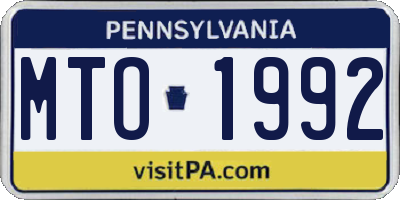 PA license plate MTO1992