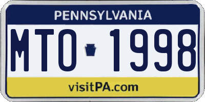 PA license plate MTO1998