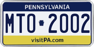 PA license plate MTO2002