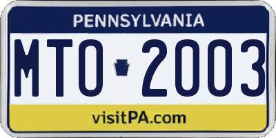 PA license plate MTO2003