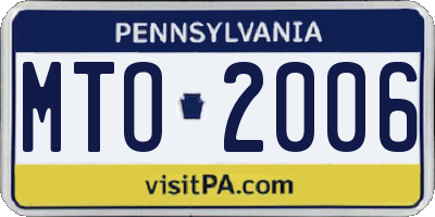 PA license plate MTO2006