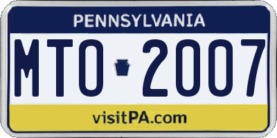 PA license plate MTO2007