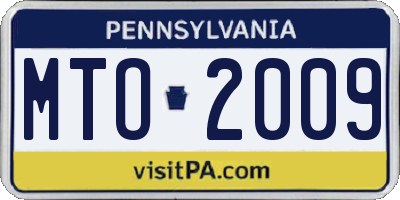 PA license plate MTO2009