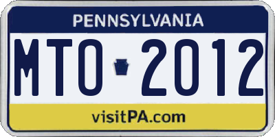 PA license plate MTO2012