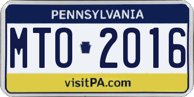PA license plate MTO2016