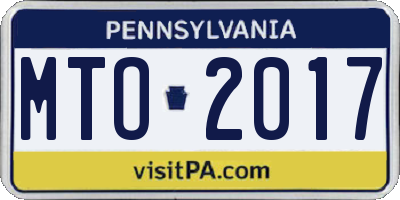 PA license plate MTO2017