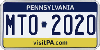 PA license plate MTO2020