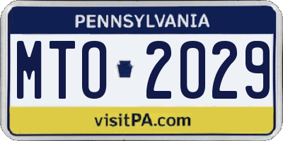 PA license plate MTO2029