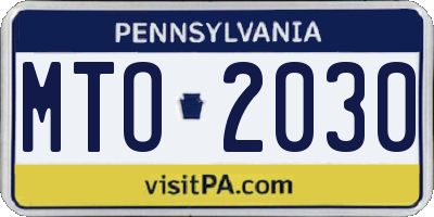 PA license plate MTO2030