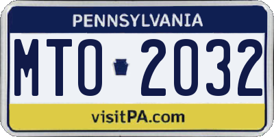 PA license plate MTO2032