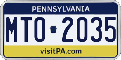 PA license plate MTO2035