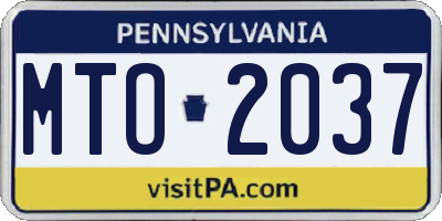 PA license plate MTO2037