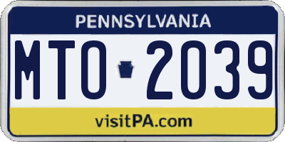 PA license plate MTO2039