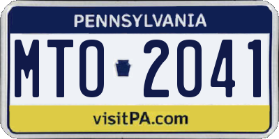 PA license plate MTO2041
