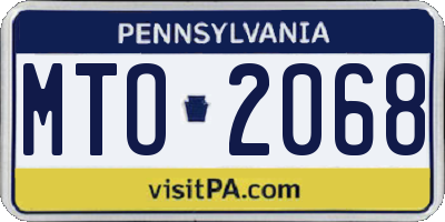 PA license plate MTO2068