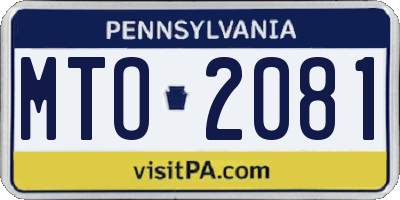 PA license plate MTO2081
