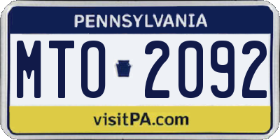 PA license plate MTO2092