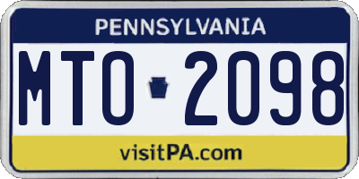 PA license plate MTO2098
