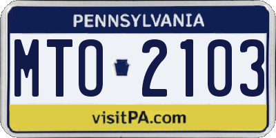 PA license plate MTO2103