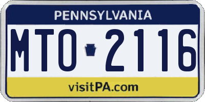 PA license plate MTO2116