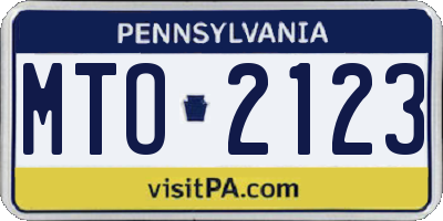 PA license plate MTO2123