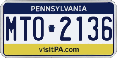 PA license plate MTO2136