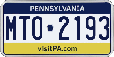 PA license plate MTO2193