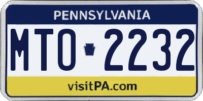 PA license plate MTO2232