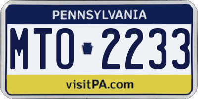 PA license plate MTO2233